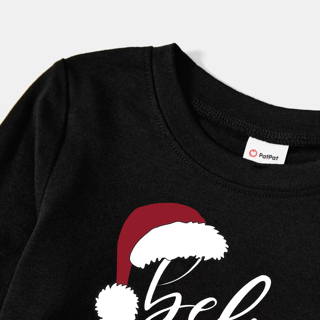 Christmas Hat and 'Believe“ Letter Print Patterned Black & White Plaid Pajamas Set