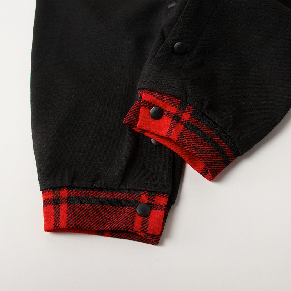 Christmas Tree & "2025 Making Memories Together" Patterned Contrast top and Black & Red Plaid Pants Family Matching Pajamas Set