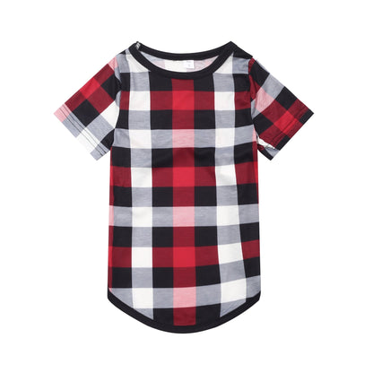 "Family Christmas" 2025 Letter Print Red & Black & Grey & White Plaid Family Matching Pajamas