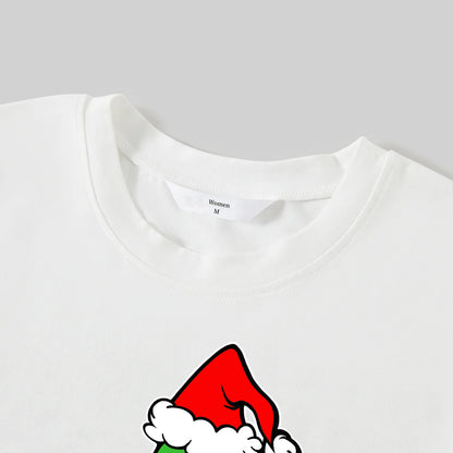 "Merry Christmas" Letter Print 2025 Green Elf Cartoon Pattern Contrast White Long Sleeve with Classic Red and Green Plaid Pants Family Matching Pajamas