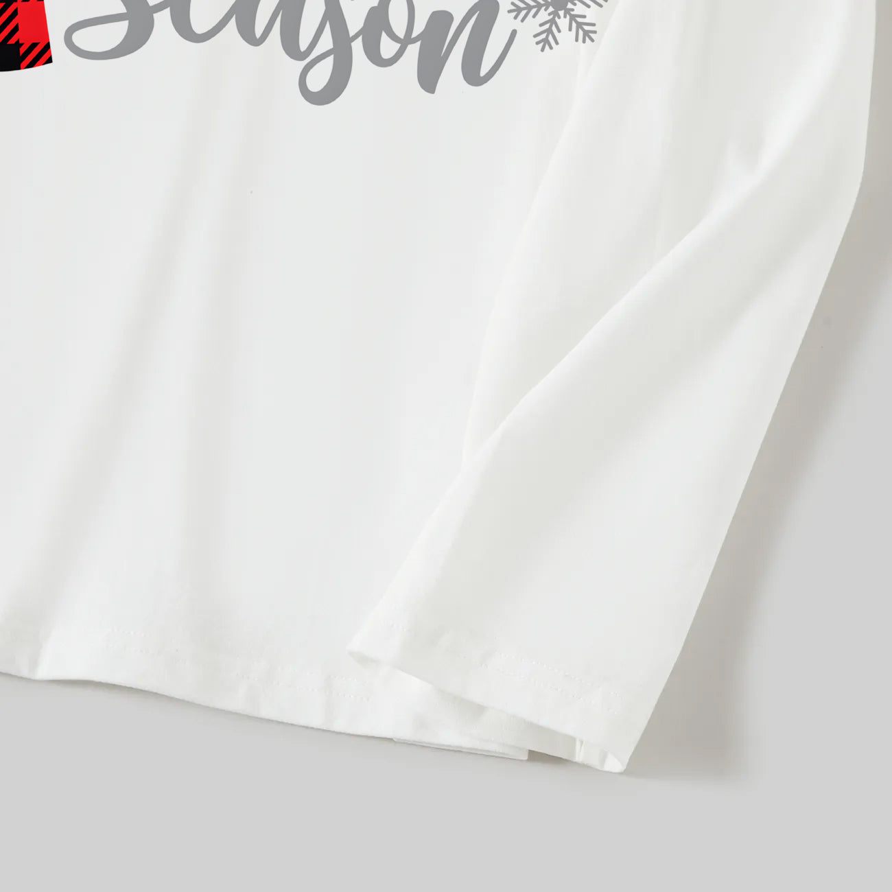 Christmas "Jesus is the Reason of the Season" Letter Print Patterned White Long Sleeve with White&Red&Green Plaid Pants Family Matching Pajamas