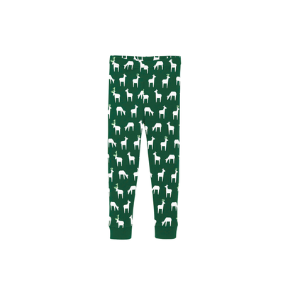 Green Cute Deer Print Christmas Pajamas Set With "Dear Santa They're the Naughty Ones" Text Print
