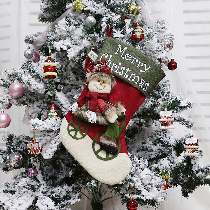 Christmas Ornaments Candy Stocking Bags Santa/Snowman/Reindeer with Bicycle Christmas Socks