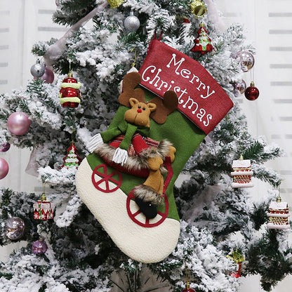 Christmas Ornaments Candy Stocking Bags Santa/Snowman/Reindeer with Bicycle Christmas Socks