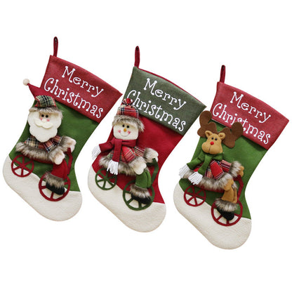 Christmas Ornaments Candy Stocking Bags Santa/Snowman/Reindeer with Bicycle Christmas Socks