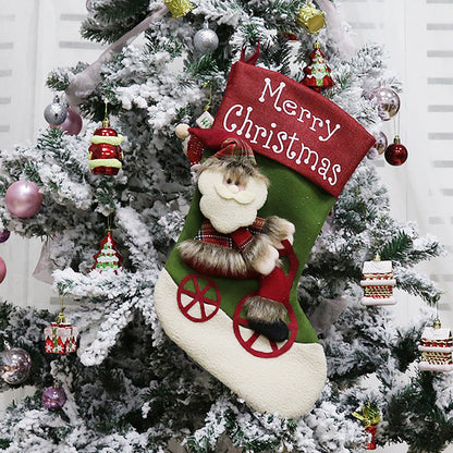 Christmas Ornaments Candy Stocking Bags Santa/Snowman/Reindeer with Bicycle Christmas Socks