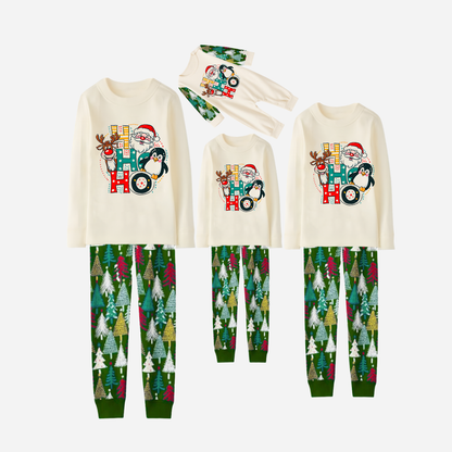 Family Christmas Pajamas Set With "HO HO HO" Pattern Print
