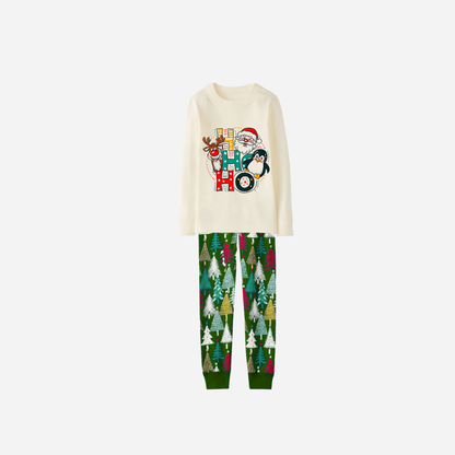 Family Christmas Pajamas Set With "HO HO HO" Pattern Print