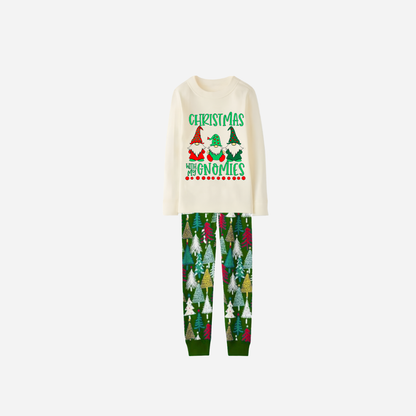 Family Christmas Pajamas Set With "Christmas With My Gnomies" Text Print