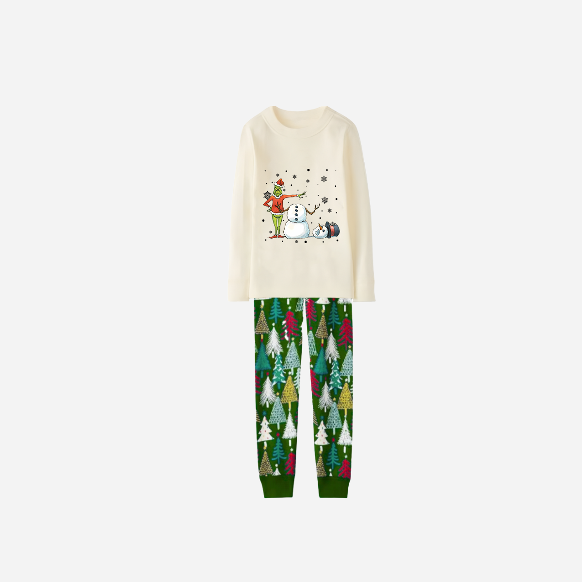 Family Christmas Pajamas Set With Snowman and Christmas Grinch Print