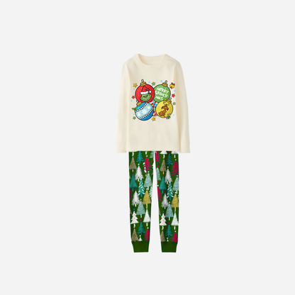 Family Christmas Pajamas Set With Ball Ornaments and Grinch Print