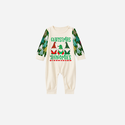 Family Christmas Pajamas Set With "Christmas With My Gnomies" Text Print