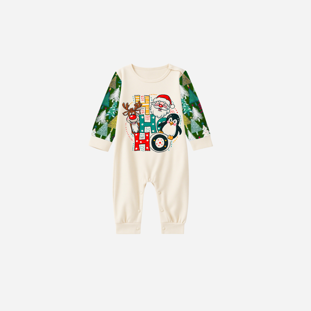 Family Christmas Pajamas Set With "HO HO HO" Pattern Print