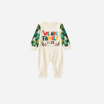 Family Christmas Pajamas Set With "We are Family" Colorful Text Print