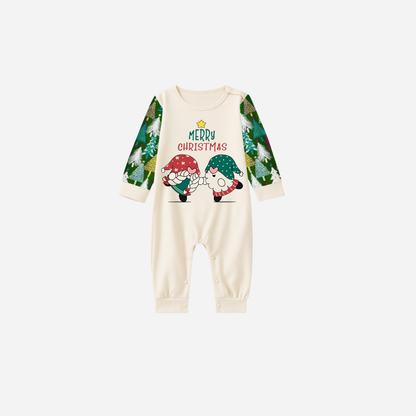 Family Christmas Pajamas Set With Gnome and Merry Christmas Text Print