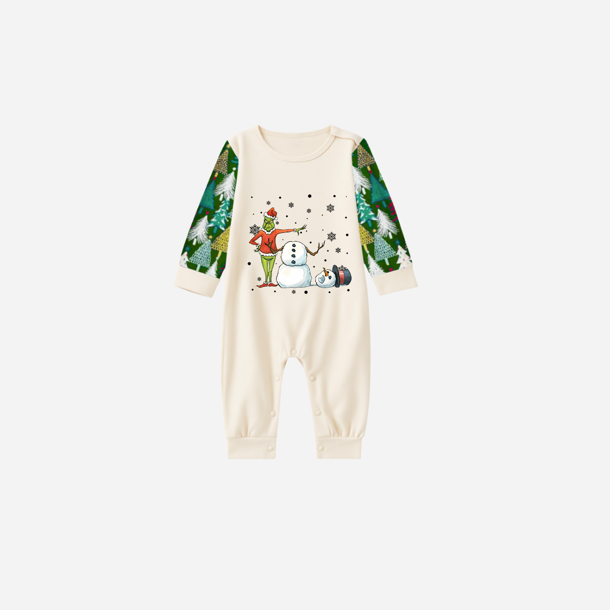 Family Christmas Pajamas Set With Snowman and Christmas Grinch Print