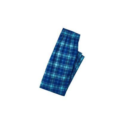 "2025 FAMILY CHRISTMAS" Text and Sleigh Pattern - Blue Long Sleeve Top With Blue Plaid Family Matching Pajamas