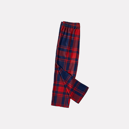 Cute "Family Christmas 2025" Pattern Printed Red and Blue Plaid Christmas Matching Pajamas