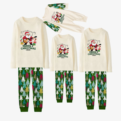 Family Christmas Pajamas Set With "Merry Christmas 2025" and Santa Claus Print