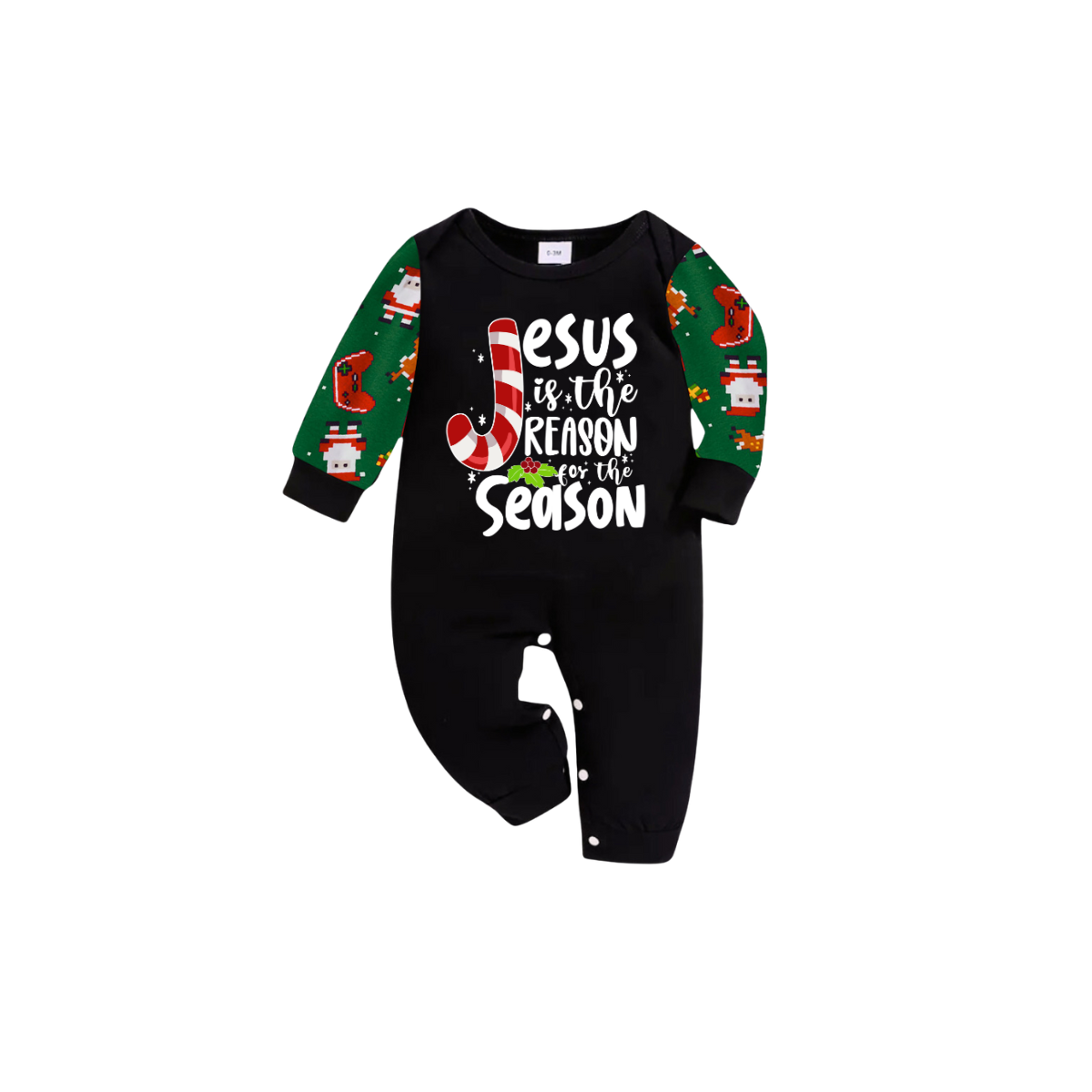 Santa's Christmas Cheer Pajama Set with Gingerbread and Candy Cane Design