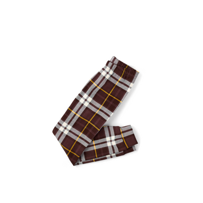 We Are Family Christmas 2025 Making Memories Family Pajamas Set - Black Top, Brown Pants, Brown Plaid Sleeves