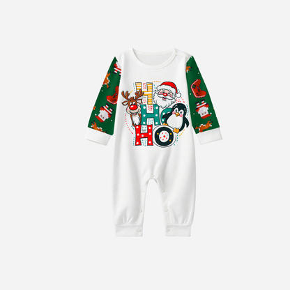 Joyful Green Raglan Top Christmas Pajamas Set With "HO HO HO" Pattern Print