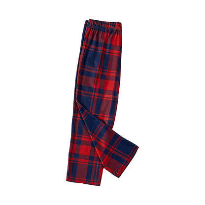 "Family Christmas 2025" Text and Deer Prints Blue Long Sleeves Top with Red and Blue Plaid Pants Christmas Matching Pajamas