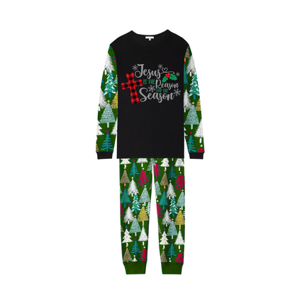 Matching Family Christmas Pajamas Jesus Is the Reason, Christmas Tree Pattern