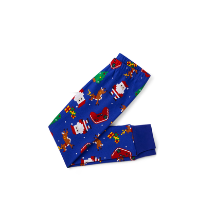 Cozy Blue Christmas Pajamas Set With Santa Hat and "Merry Christmas 2025" Text Print