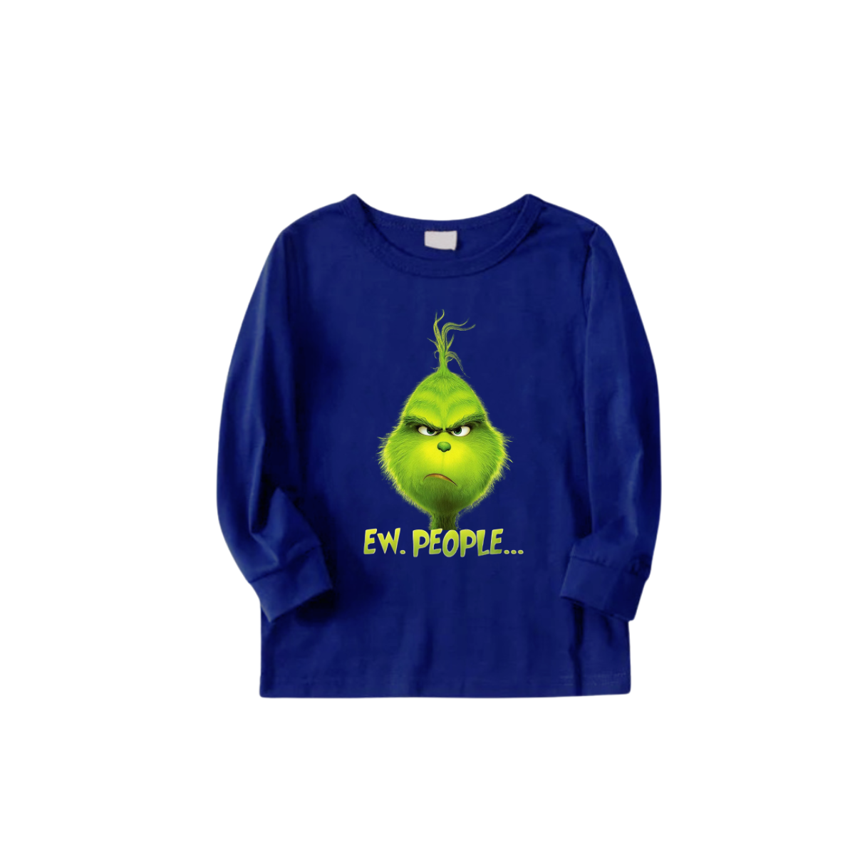 Grinch Ew, People.... Family Christmas Pajamas Blue Santa Print