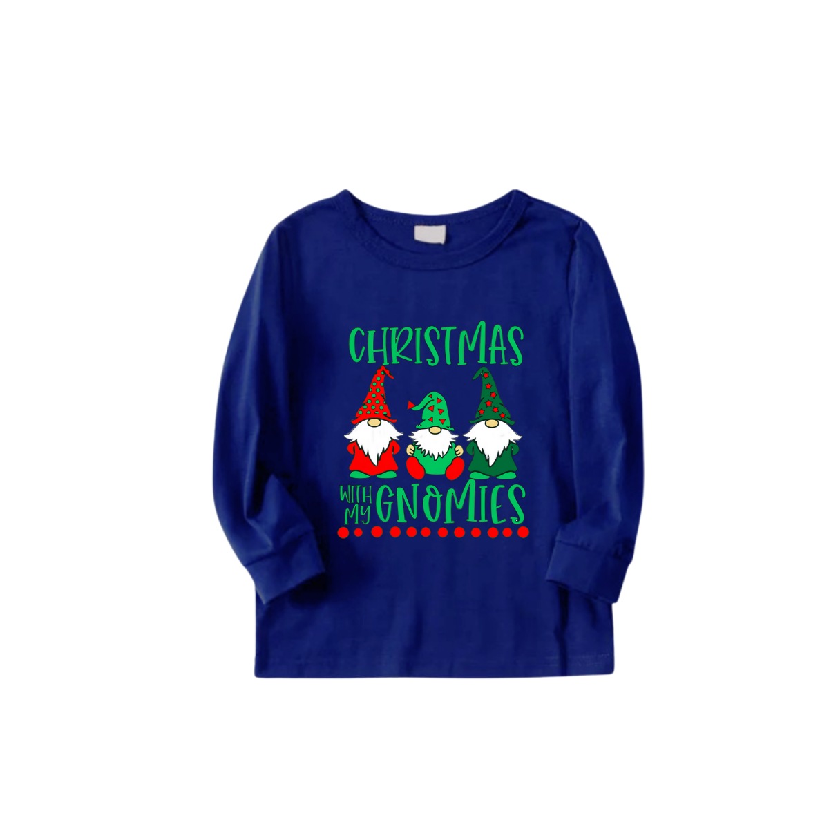 Cozy Blue Christmas Pajamas Set With "Christmas With My Gnomies" Text Print