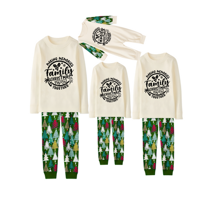 Making Memories Family Christmas Pajamas - Cream & Tree Print