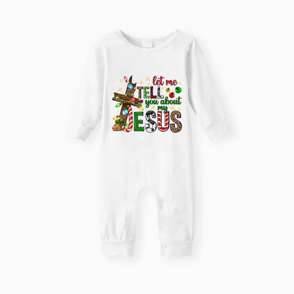 “Let Me Tell You About My Jesus” Printed Red and Green Plaid Christmas Pajama Set