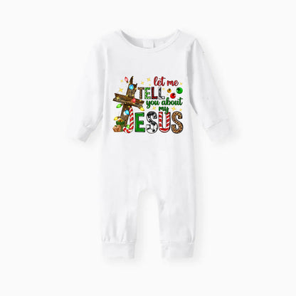 “Let Me Tell You About My Jesus” Printed Red and Green Plaid Christmas Pajama Set