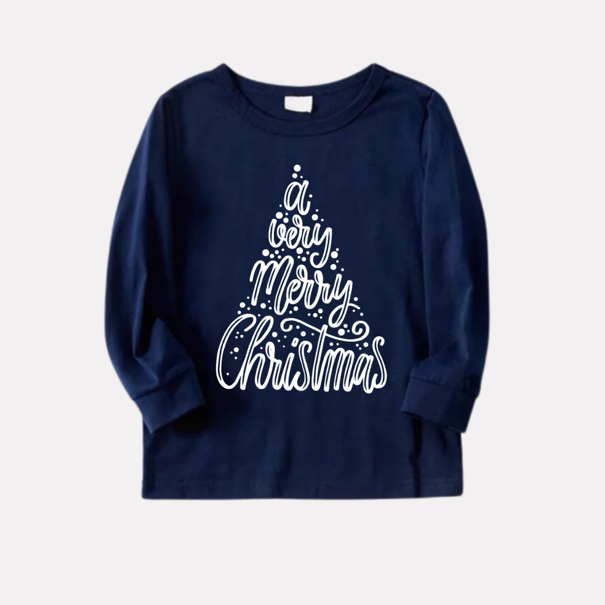 "A Very Merry Christmas"  Blue Long Sleeve Top with Blue & Red Plaid Family Matching Pajamas
