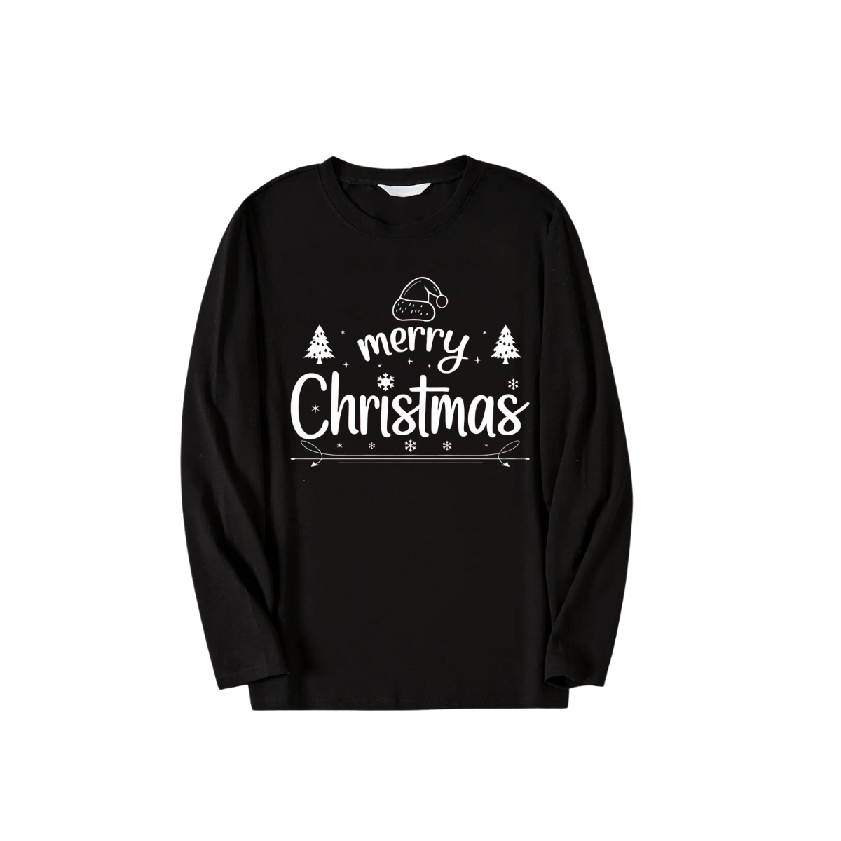 "A Very Merry Christmas"  Black Long Sleeve Top with Black And Green Plaid Pants Family Matching Pajamas