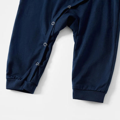 Joyful Blue Christmas Pajamas Set With Happy Chickens and "Merry Christmas" Text Print