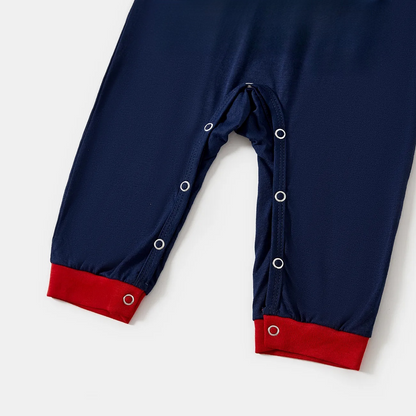 Navy & Red Plaid Christmas Pajamas Set With "Christmas With My Gnomies" Text Print