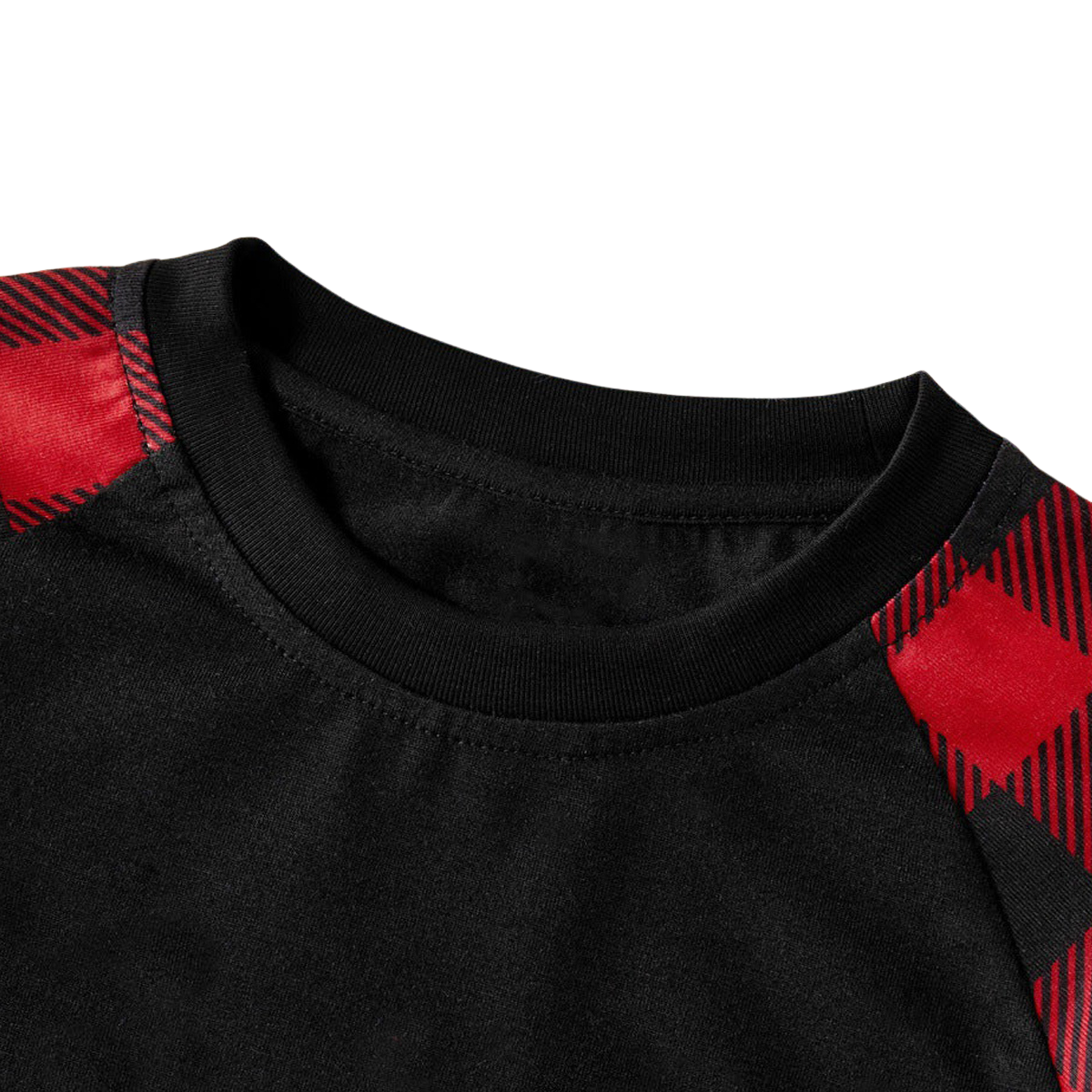 "2025 Family Christmas" Text Print Black & Red Plaid Christmas Matching Pajamas