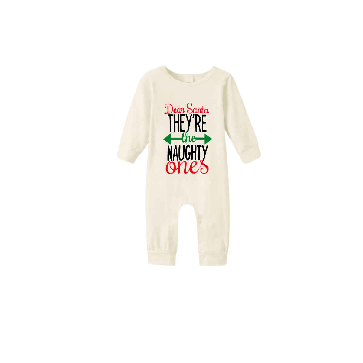 Green Cute Deer Print Christmas Pajamas Set With "Dear Santa They're the Naughty Ones" Text Print