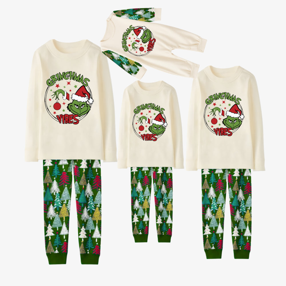 Family Christmas Pajamas Set With Grinch Print