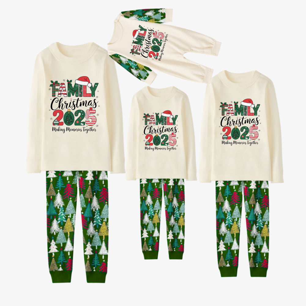Family Christmas Pajamas Set With Holiday Lettering