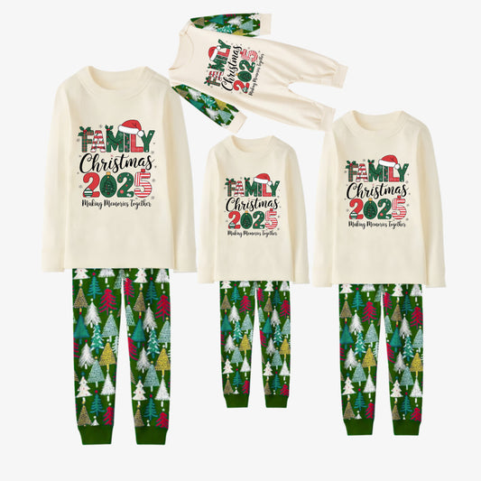 Family Christmas Pajamas Set With Holiday Lettering
