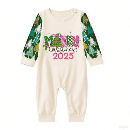 Family Christmas Pajamas Set With Merry Christmas 2025 Holiday Text
