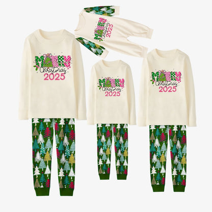Family Christmas Pajamas Set With Merry Christmas 2025 Holiday Text