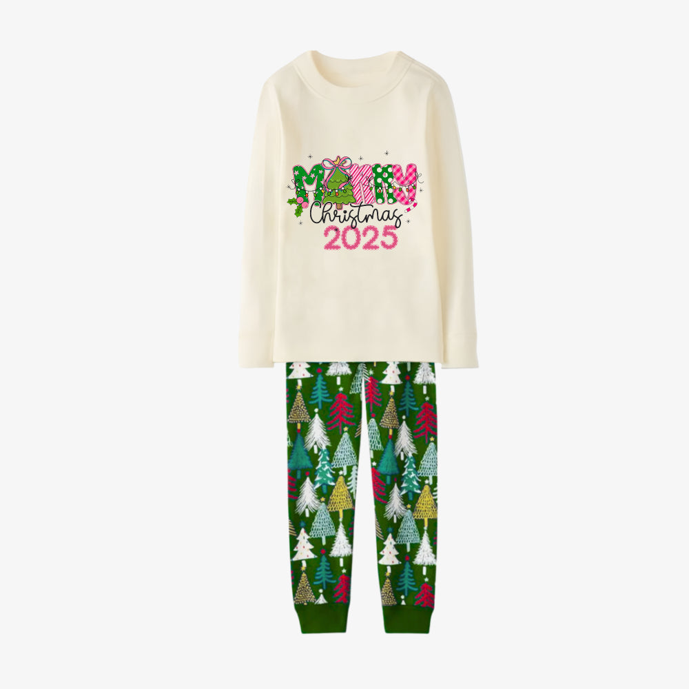 Family Christmas Pajamas Set With Merry Christmas 2025 Holiday Text