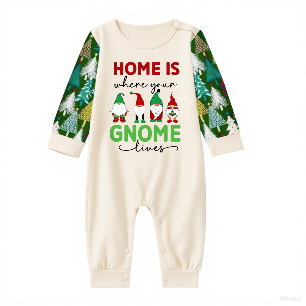 Family Christmas Pajamas Set With Gnome and Festive Lettering