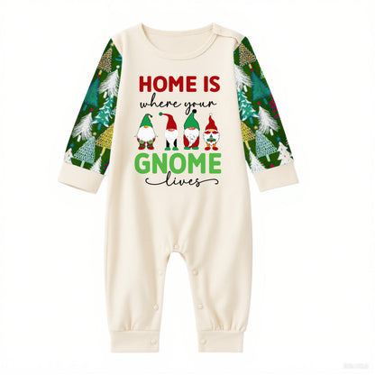 Family Christmas Pajamas Set With Gnome and Festive Lettering