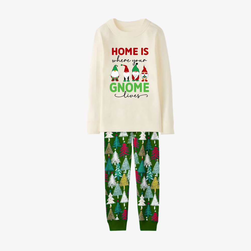 Family Christmas Pajamas Set With Gnome and Festive Lettering