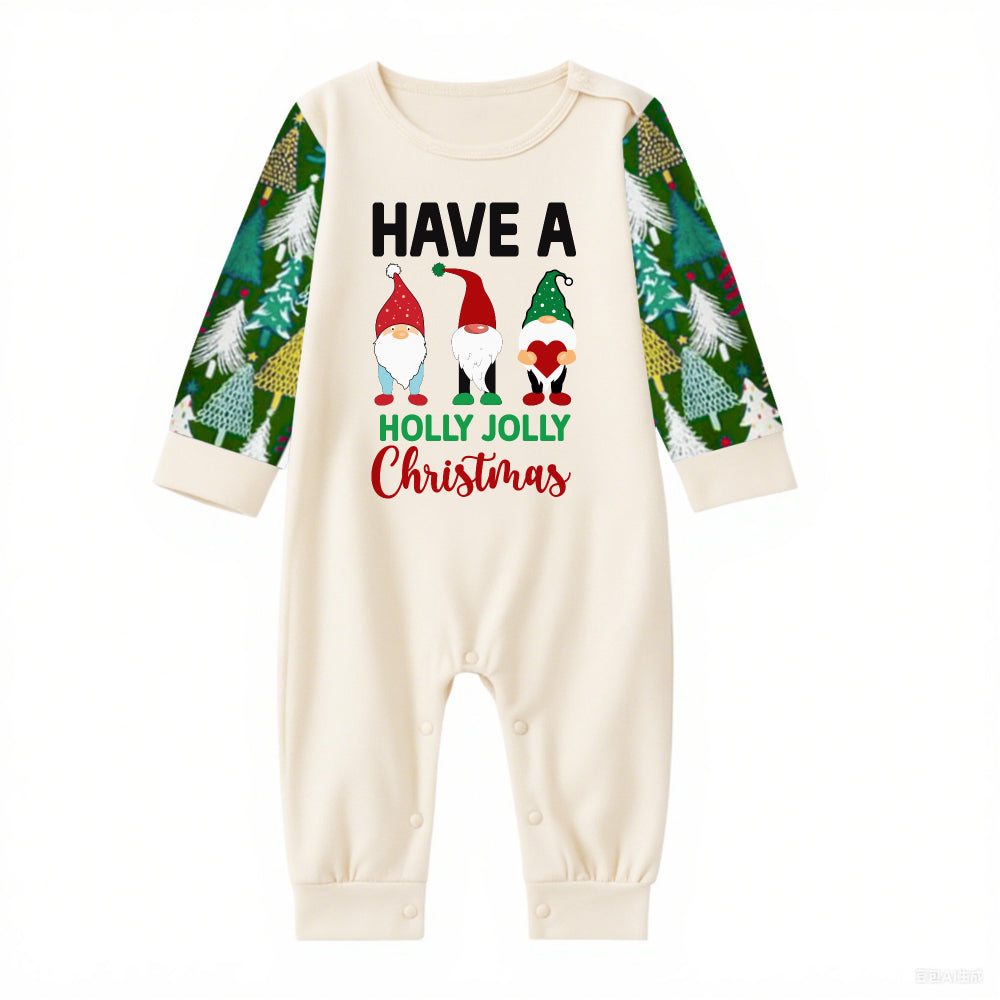 Family Christmas Pajamas Set With Cute Gnome and Holiday Lettering